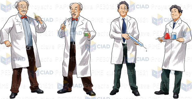 Científicos con material de laboratorio