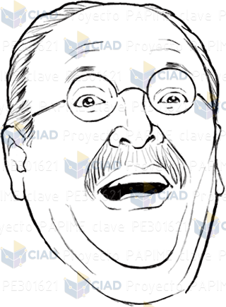 Boceto de rostro de hombre riendo
