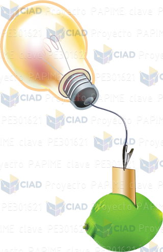 Experimento pila limón foco encendido