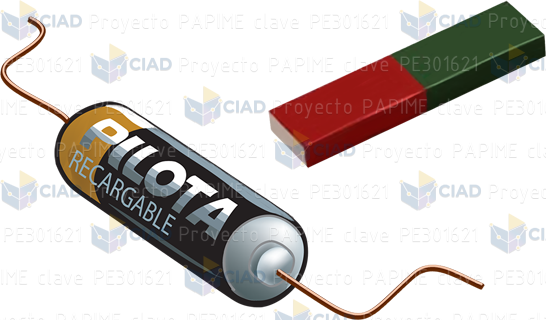 Pila AA con barra de magnetita