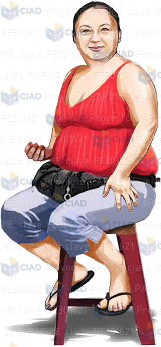Mujer sentada en banco