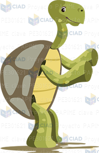 Tortuga parada hacia la derecha